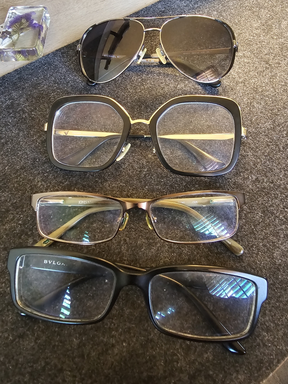 PRADA • BVLGARI • JONES NY • MICHAEL KORS Designer Eyewear, (4 Frames + 4 Cases)